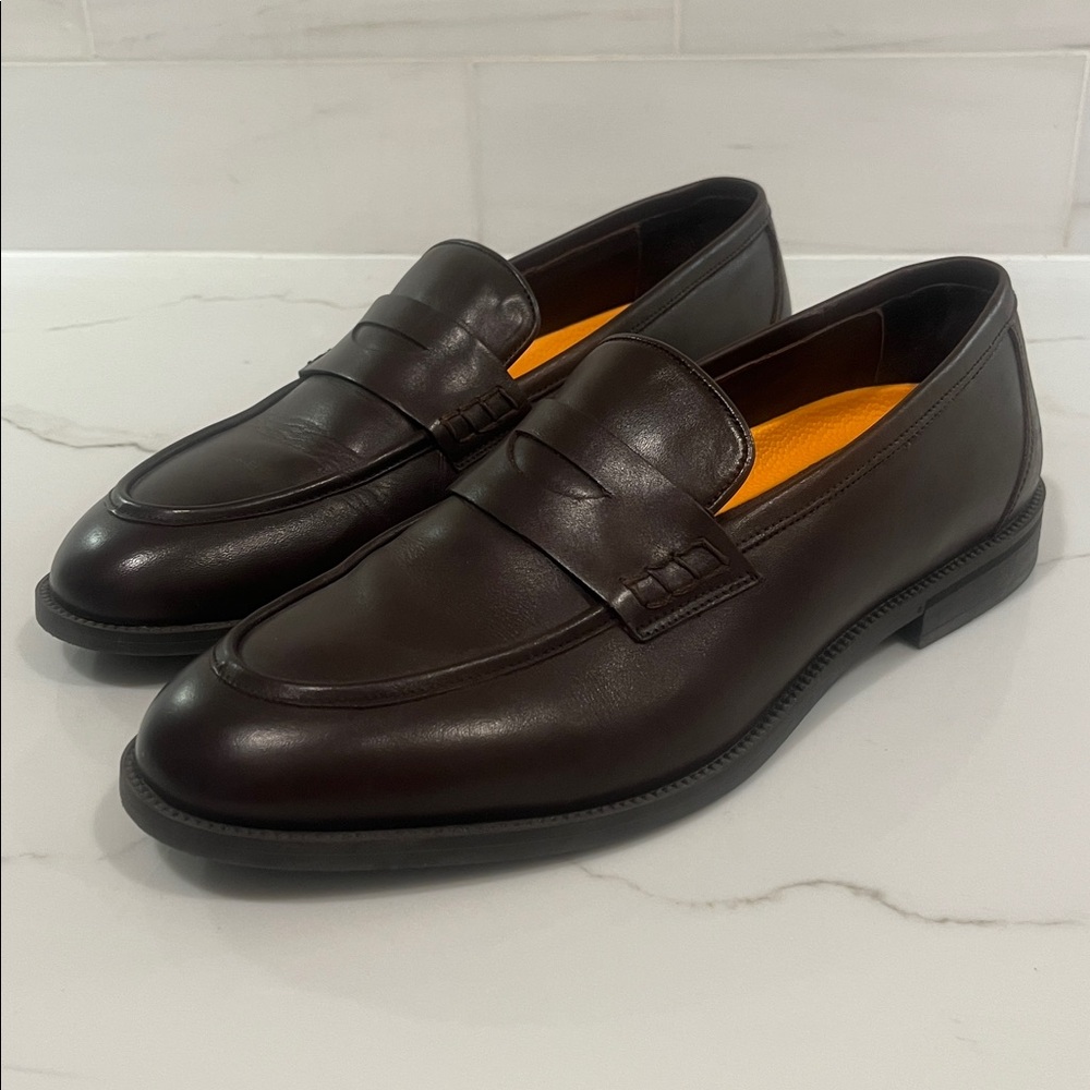 VellaPais Mens Comfort Brown Leather Loafers US 11.5 EU 44.5 Fulton Penny Loafer